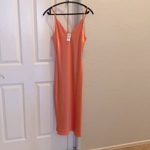 Express Satin V-Neck Midi Slip Dress